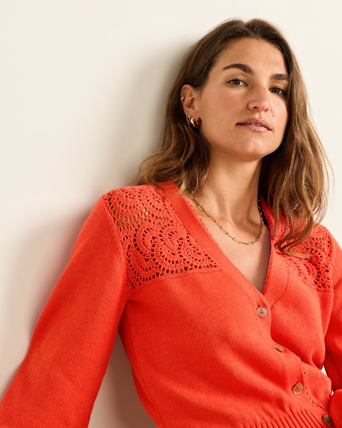 WOMEN'S CROCHET COTTON CARDIGAN